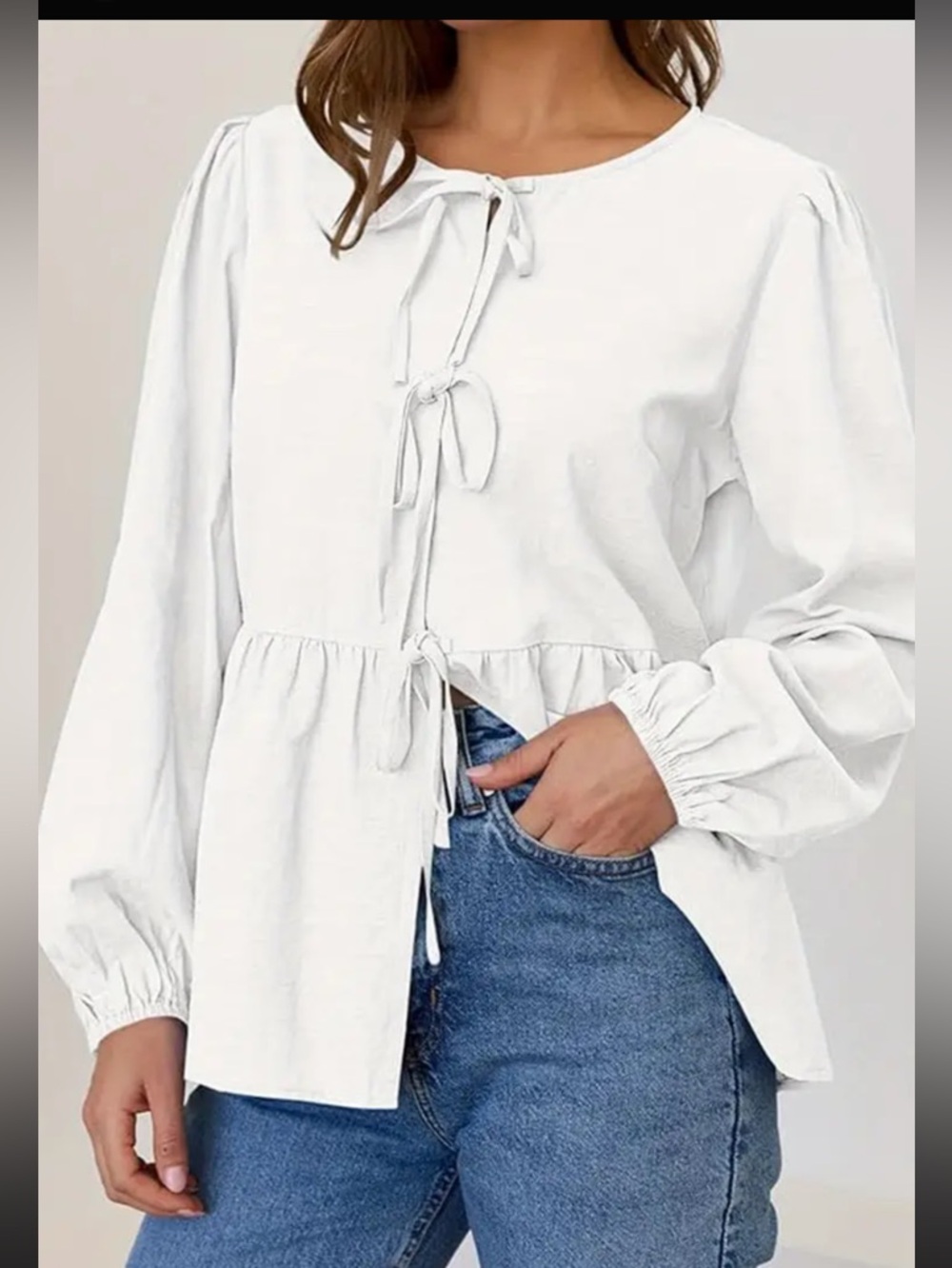 Pretty Garden Chic Ivory Bow-Tie Blouse - Picture 7 of 7